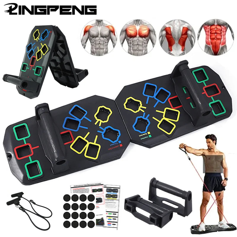 Nuevo Set Portátil de Tabla Multifuncional para Flexiones con Asas — Equipo de Ejercicio Plegable para Entrenamiento de Pecho, Abdomen, Brazos y Espalda.